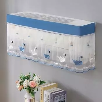 Модный унисекс настенный моющийся 1шт пылезащитный чехол кружевной вышитый кондиционер вытяжка марлевая занавеска бытовой лебедь подвесной пыленепроницаемый синий