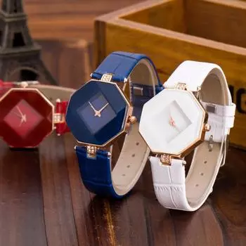 Модный унисекс тренд литература искусство мода нишевые часы личность зарубежная торговля часы женский ремень ретро кожаное платье дамы студент кристалл красный
