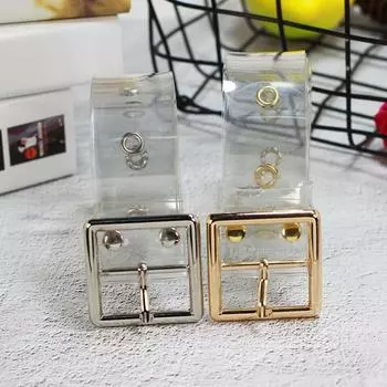 Модный универсальный пластиковый полностью прозрачный ремень с круглой пряжкой, пористый женский ремень, джинсы, студенческие Silver Heart-Shaped Butto