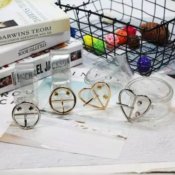 Модный универсальный пластиковый полностью прозрачный ремень с круглой пряжкой и пряжкой в форме сердца, женский ремень для джинсов, студенческий round Buckle Gold