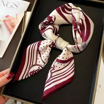 Модный универсальный шарф-цепочка 65 65 см, тонкий квадратный шарф, ретро-шейный шарф, бархатный шарф на ощупь из хлопка и льна для женщин 65x65cm (1-3cm error)