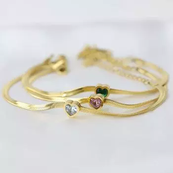 Модный универсальный зеленый, белый, розовый браслет-цепочка с цирконием и змеей с любящим сердцем для женщин белый