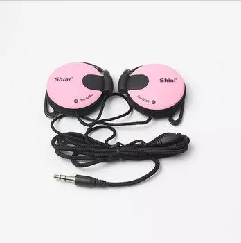 Модный ушной крючок Mega Bass 3,5 мм для наушников с шумоподавлением для ПК / мобильного телефона розовый