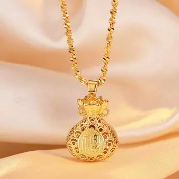 Модный вьетнамский песочно-золотой кулон на удачу в виде сумки, женские медные позолоченные ювелирные изделия
