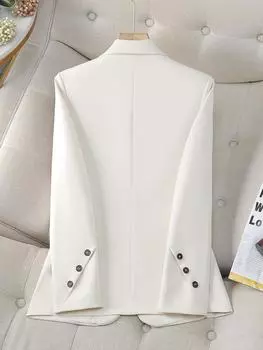 Модный весенне-осенний женский пиджак, женский пиджак цвета хаки, бежевого, черного цвета, офисная женская деловая рабочая одежда, официальная куртка, пальто S бежевый