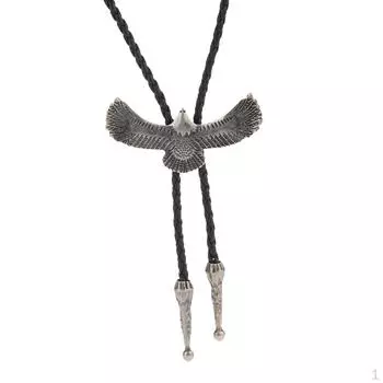 Модный вестерн ручной работы из черной искусственной кожи Родео Боло Танец — серебристый, как описано