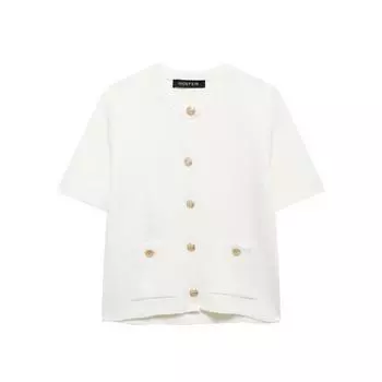 Модный ветер, стройный темперамент, дикий трикотаж, куртка с коротким рукавом White M
