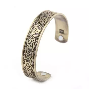 Модный винтажный браслет викингов с кельтским узлом и магнитным трендом, ювелирный подарок унисекс золотой