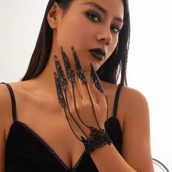 Модный винтажный черный кружевной браслет для женщин 2024 года, женские украшения для вечеринок на Хэллоуин, готические панк-кольца на запястье, браслеты, цепочки