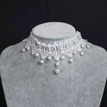 Модный винтажный кулон, ювелирные изделия, кружевное белое ожерелье, воротник, готическое колье