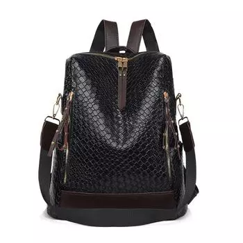 Модный винтажный плетеный женский рюкзак большой емкости, простой рюкзак для отдыха и путешествий чёрный