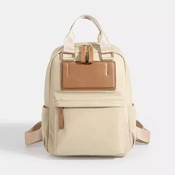 Модный, вместительный повседневный рюкзак из ткани Оксфорд и кожи, универсальный и повседневный школьный рюкзак в школьном стиле. чёрный