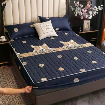 Модный водонепроницаемый наматрасник, толстая стеганая простыня, модное постельное белье с принтом, нескользящая простыня Queen King, пылезащитный чехол 90X200