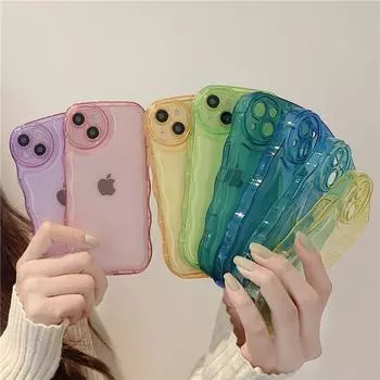 Модный волнистый прозрачный силиконовый чехол для телефона для Iphone 12 13 11 Pro Max X Xr Xs Max яркий цвет, мягкий противоударный чехол-бампер For iPhone XR
