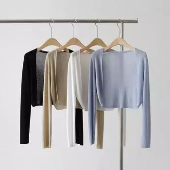 Модный вязаный кардиган Tencel, женская куртка, женское пальто, весенне-летняя шаль, тонкий жилет с длинным рукавом, рубашка с кондиционером, блузка, короткий топ 1487 One size fits all чёрный