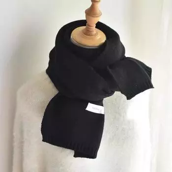 Модный вязаный шерстяной шарф, ветрозащитный лыжный мотоциклетный шарф, осенне-зимний утепленный утеплитель для шеи, мужской и женский шарф чёрный