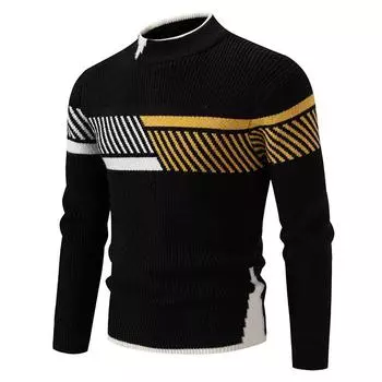 Модный вязаный свитер для мужчин с воротником-стойкой, вязаные пуловеры, шикарные повседневные теплые пуловеры для мужчин XL белый