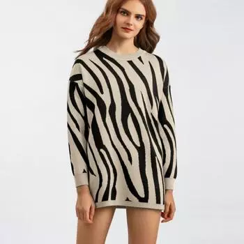 Модный вязаный свитер-пуловер с принтом Johnature, зимний свободный повседневный вязаный свитер с круглым вырезом One Size зелёный