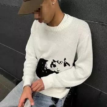 Модный вязаный женский свитер Harajuku Winter Loose Casual Street Retro Y2K Clothing M белый