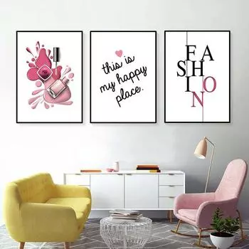 Модный всплеск лака для ногтей, художественный постер, ноготь, салон красоты, холст, картина, принты для комнаты девушки, Настенный декор, изображение HD2896 21x30cm no frame