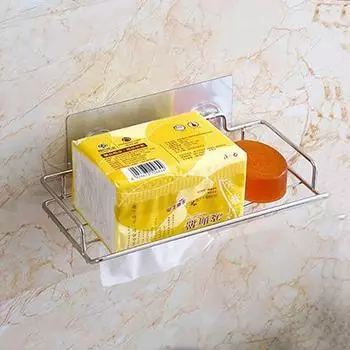 Модный высококачественный держатель для туалетной и кухонной рулонной бумаги, 1 шт., без дырокола, многократно моющиеся крючки, стеллаж для хранения, серебристый, нержавеющая сталь 01