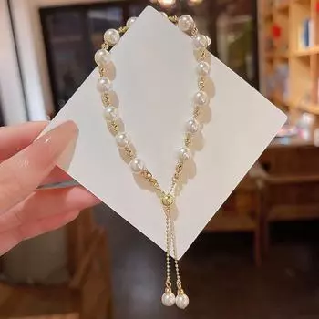 Модный высококачественный выдвижной браслет из жемчуга для женщин: Легкая роскошь, универсальный характер, дизайн, вдохновленный знаменитостями S330 золотой