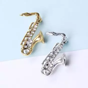 Модный взрывной музыкальный инструмент сплав алмаз саксофон брошь рубашка пальто одежда аксессуары женщины