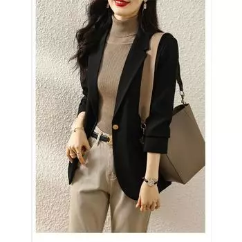 Модный желтый пиджак для женщин, элегантная осенняя верхняя одежда, повседневная куртка в корейском стиле M