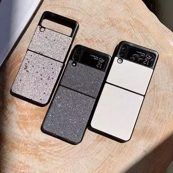 Модный женский блестящий чехол для телефона с блестками для Samsung Galaxy Z Flip 3 5g, корейский блестящий жесткий, тонкий, полный защитный чехол For Samsung Z Flip 3 розовый