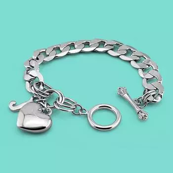 Модный женский браслет из 100% натурального серебра 925 пробы, подвеска в виде сердца, браслет-звено, женский очаровательный браслет на день рождения