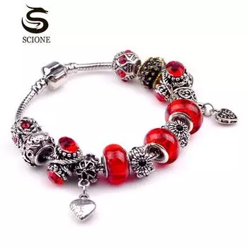 Модный женский браслет из сплава бусин 17cm красный