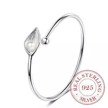 Модный женский браслет-манжета из стерлингового серебра 925 пробы с открытым жемчугом в форме листа, регулируемый браслет-подвеска для девочек, ювелирные изделия для свадебной вечеринки, подарки