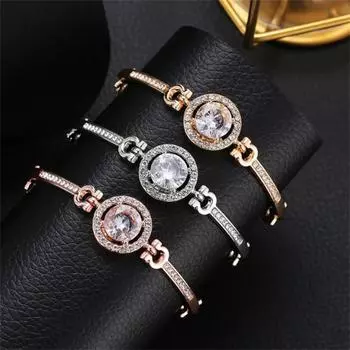 Модный женский браслет, металлический циркон, кристалл, ручная цепочка, подарки на фестиваль золотой