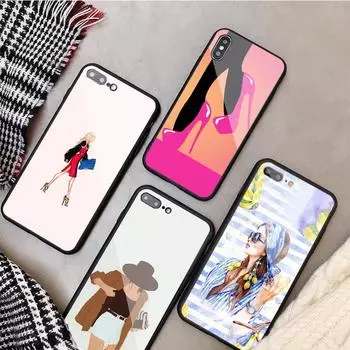 Модный женский чехол для телефона из закаленного стекла для iphone 12 11 Pro Max 5 6 7 8 PLUS X XS XR XSMax Shell 12Pro Cover Shell iPhone 5 5S SE