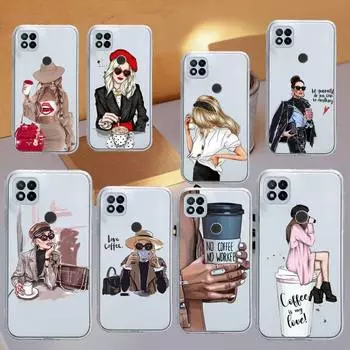 Модный женский чехол с кофе гири, прозрачный чехол для телефона Xiaomi redmi note xf poco 10 11 9 7 8 3 his E pro, чехол redmi note 8