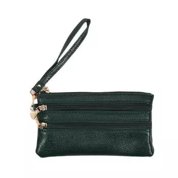 Модный женский длинный кошелек из искусственной кожи - вместительный простой клатч с 3 слоями на молнии, карманом для помады и кошельком для монет для повседневных нужд One Size