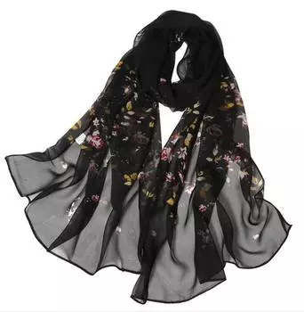 Модный женский длинный мягкий шарф с принтом роз, имитация шелкового платка, шарфы
