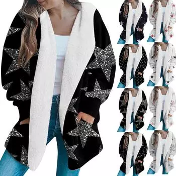 Модный женский длинный рукав вязаный и зимний кардиган свитер однотонное пальто L чёрный