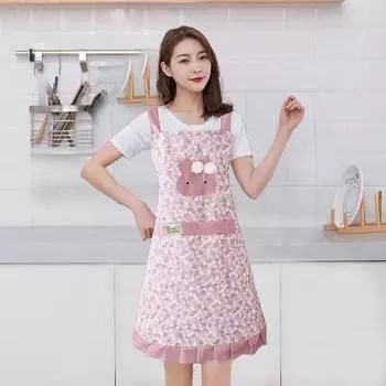 Модный женский фартук из хлопка и льна, бытовой, без рукавов, зеленый, из чистого хлопка, с рисунком, для кухни, для приготовления пищи, для дома, маслостойкий, на талии