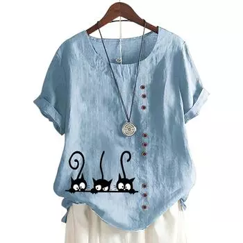 Модный женский хлопковый топ с короткими рукавами и 11 яркими цветочными узорами S белый