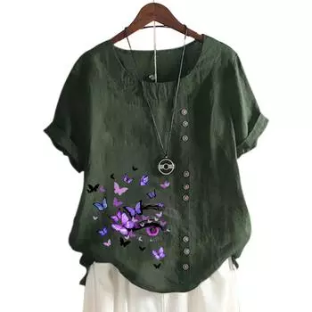 Модный женский хлопковый топ с короткими рукавами и 11 яркими цветочными узорами S белый