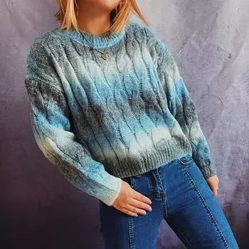 Модный женский и зимний вязаный пуловер с принтом, с длинным рукавом, повседневный свитер S