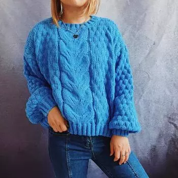 Модный женский и зимний вязаный пуловер с принтом, с длинным рукавом, повседневный свитер S