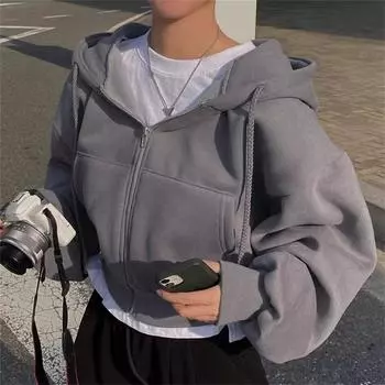 Модный женский кардиган с капюшоном, блузка с длинным рукавом, свободное пальто L