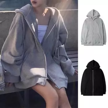 Модный женский кардиган с капюшоном, блузка с длинным рукавом, свободное пальто XXXXL чёрный