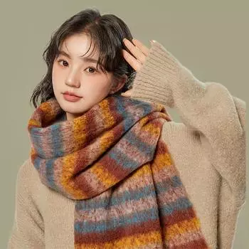 Модный женский клетчатый шарф, толстый, большой, зимний, с кисточками, в стиле ретро, литературный, теплый, широкий шарф для дам, подарки C