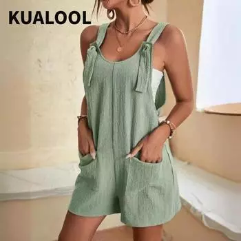 Модный женский комбинезон, удобные и повседневные брюки-комбинезон, брюки-комбинезон на подтяжках S чёрный