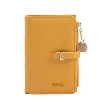 Модный женский кошелек-клатч из искусственной кожи, простой короткий кошелек на молнии, цепочка с пряжкой на ремне, женские кошельки, держатель для карт чёрный