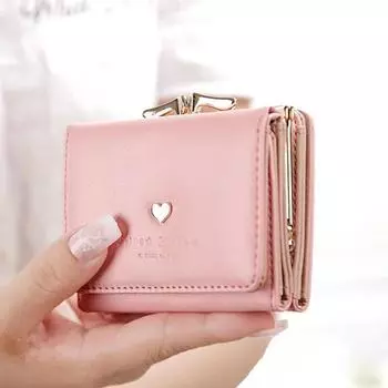 Модный женский кошелек, короткая версия студенческого свежего складного мини-металлического кошелька, милый кошелек, женский кошелек для монет, милый чёрный