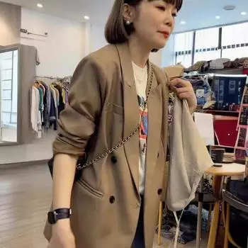 Модный женский костюм больших размеров весна-лето 2023: Привлекательная, повседневная, универсальная куртка 3XL чёрный